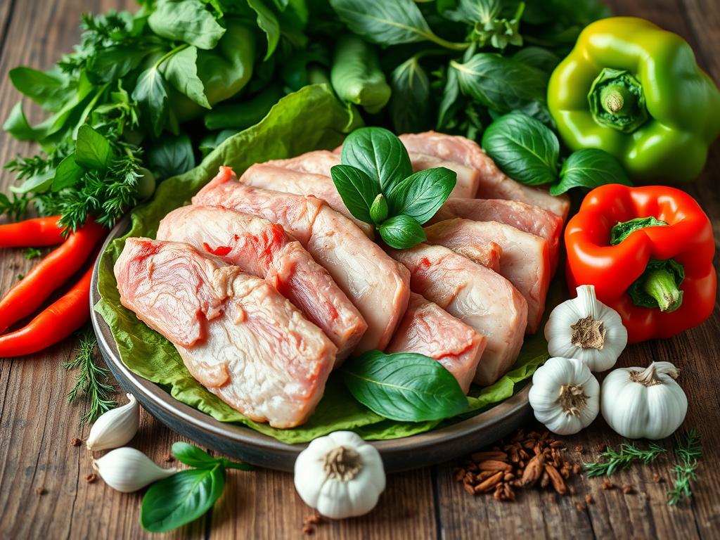 Ingredientes carne de porco com ora-pro-nóbis